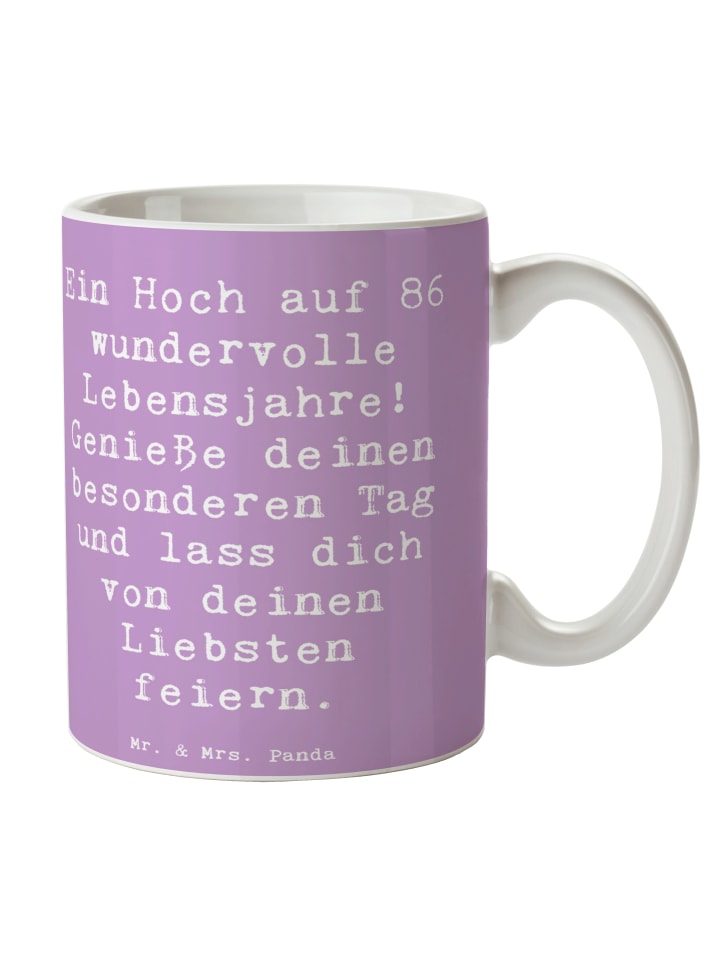 Kaffeetasse Spruch 86. Geburtstag mit Spruch in Lavendeltraum