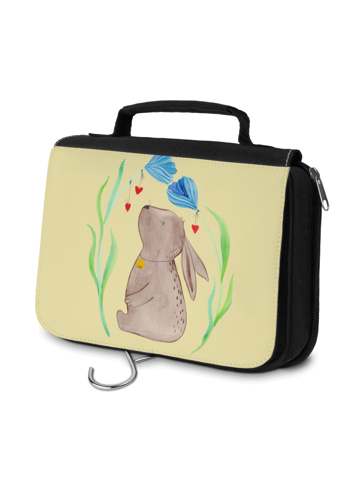 Schminktasche Hase Blume ohne Spruch in Gelb Pastell