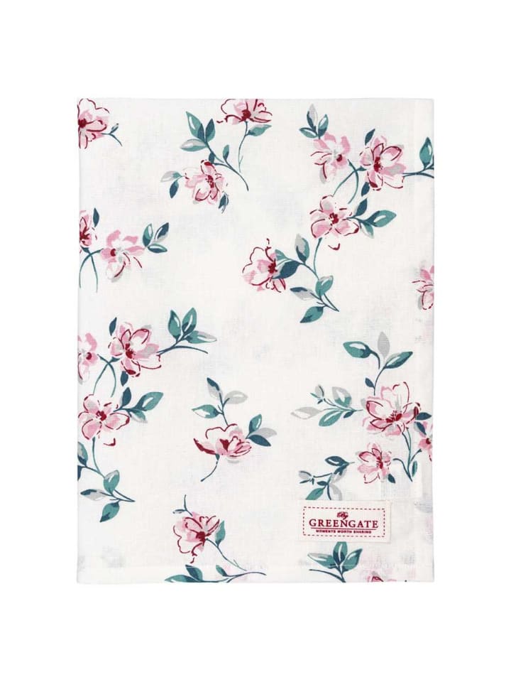 Geschirrtuch CLAIR Weiß mit Rosa Blumen