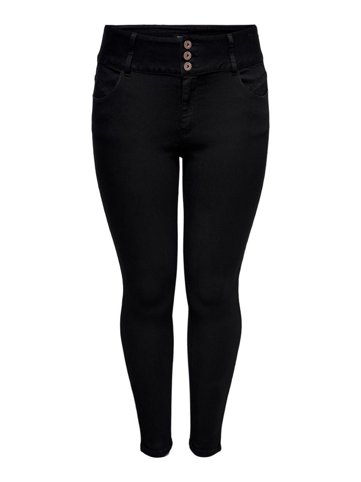 Skinny Stretch Jeans Curvy Plus Size Denim CARANNA Übergröße in Schwarz