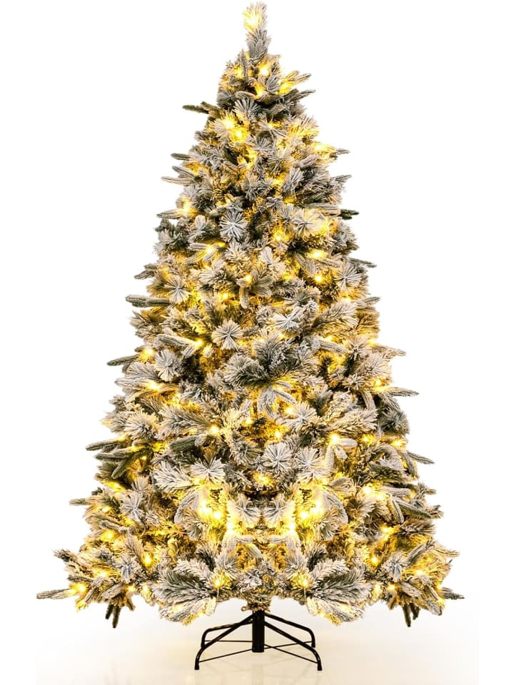 210 cm Künstlicher Weihnachtsbaum mit Schnee und Beleuchtung in Grün