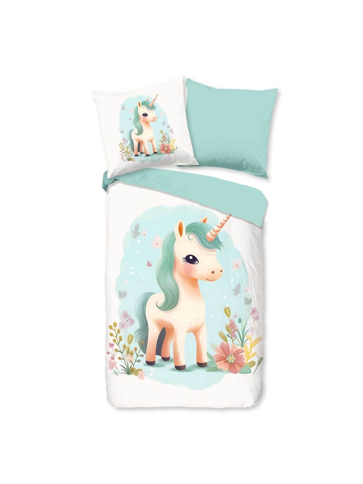 Bettwäsche Einhorn in grün