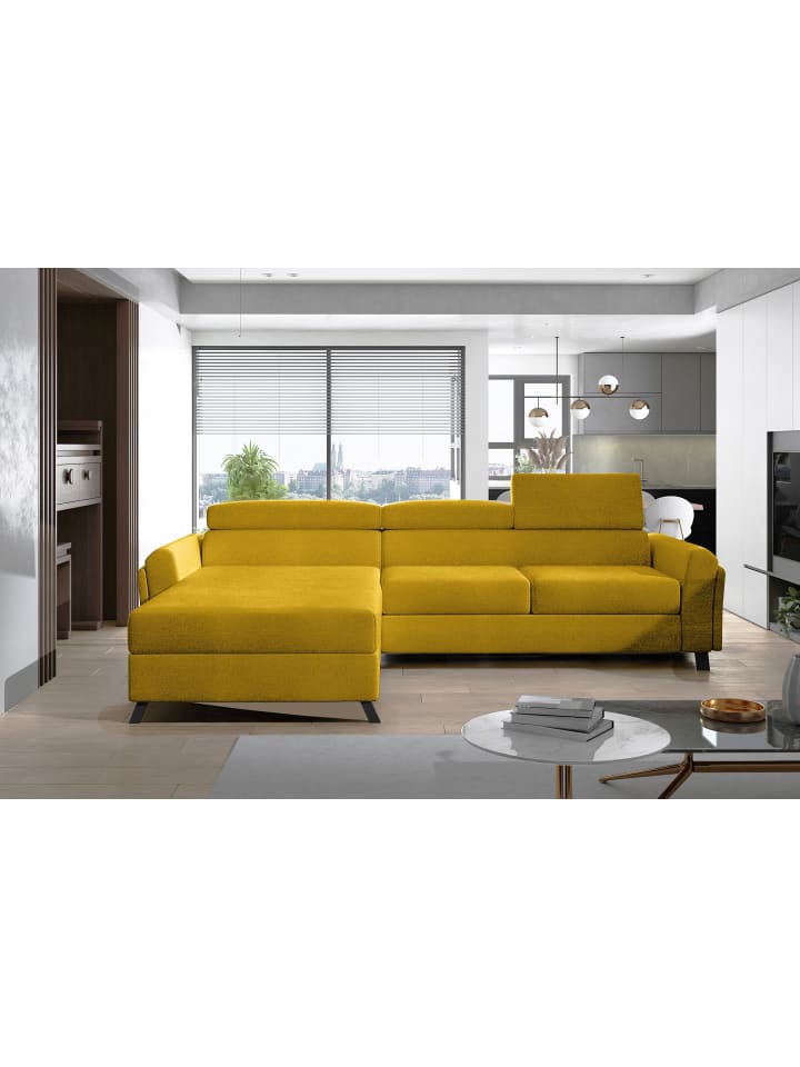 Mariam Recamiere Links in Senf - (L) 200 x (B) 288 x (H) 92 cm