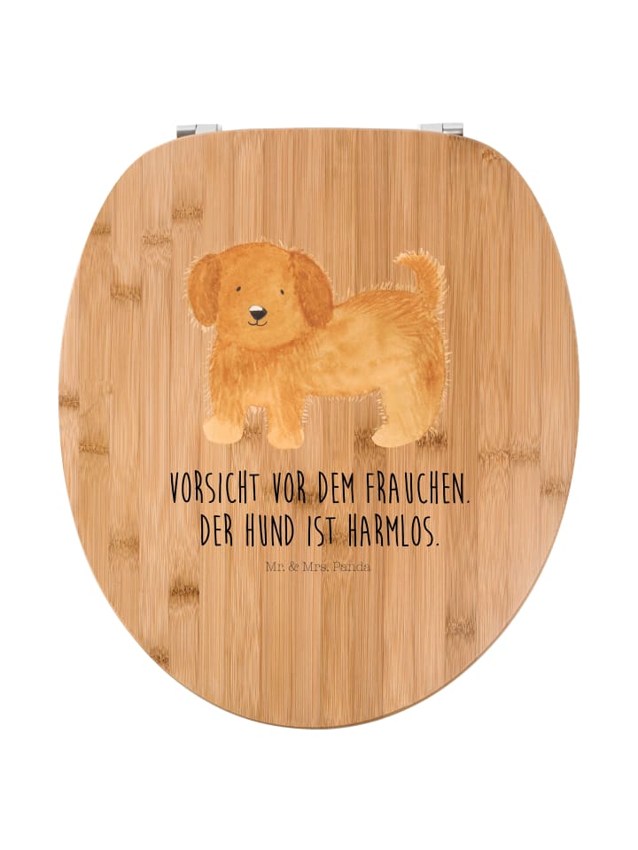 Toilettensitz Hund Flauschig mit Spruch in Braun