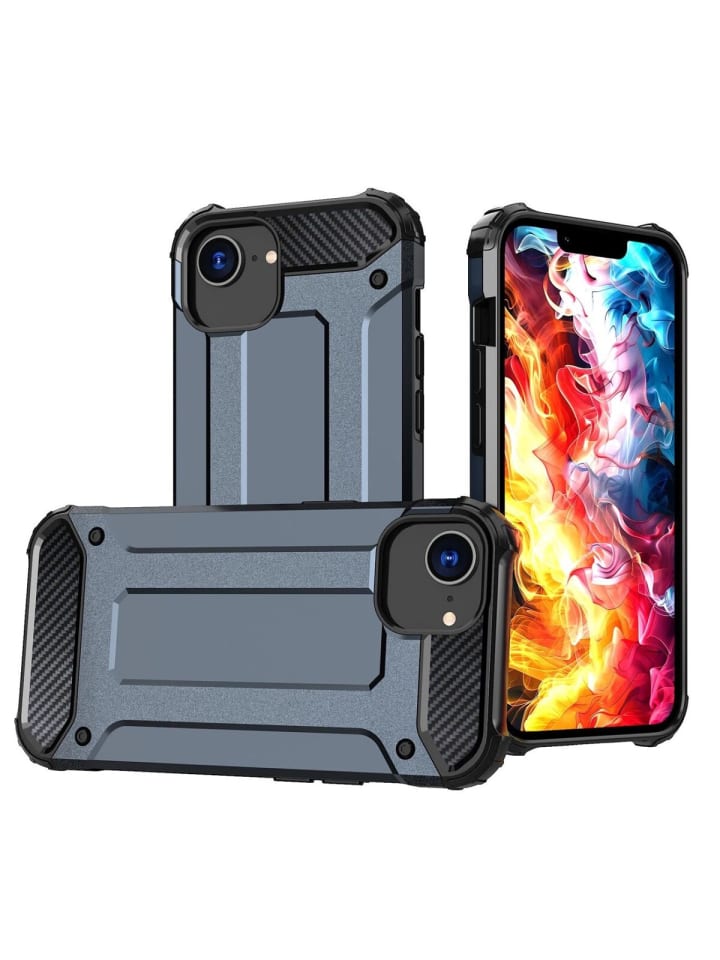 Hybrid Armor Case Handyhülle Bumper kompatibel mit iPhone 16e (SE 4 20 in Blau