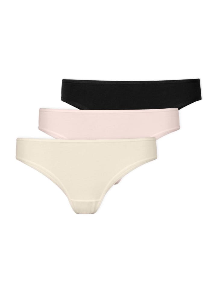 Brazilian Slips aus Bio-Baumwolle Mix (Hellbeige/Rose/Schwarz) 3 Stück
