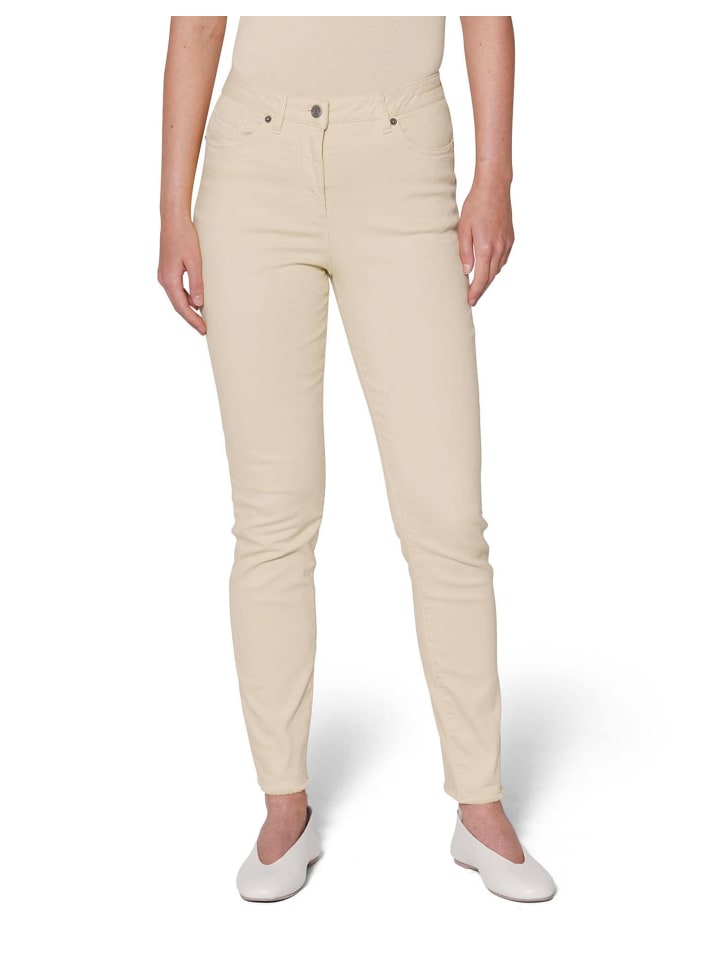 Mid Waist Skinny-Hose mit Fransen in kiesel