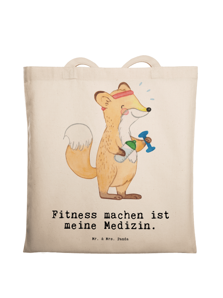 Tragetasche Fuchs Fitness mit Spruch in Creme