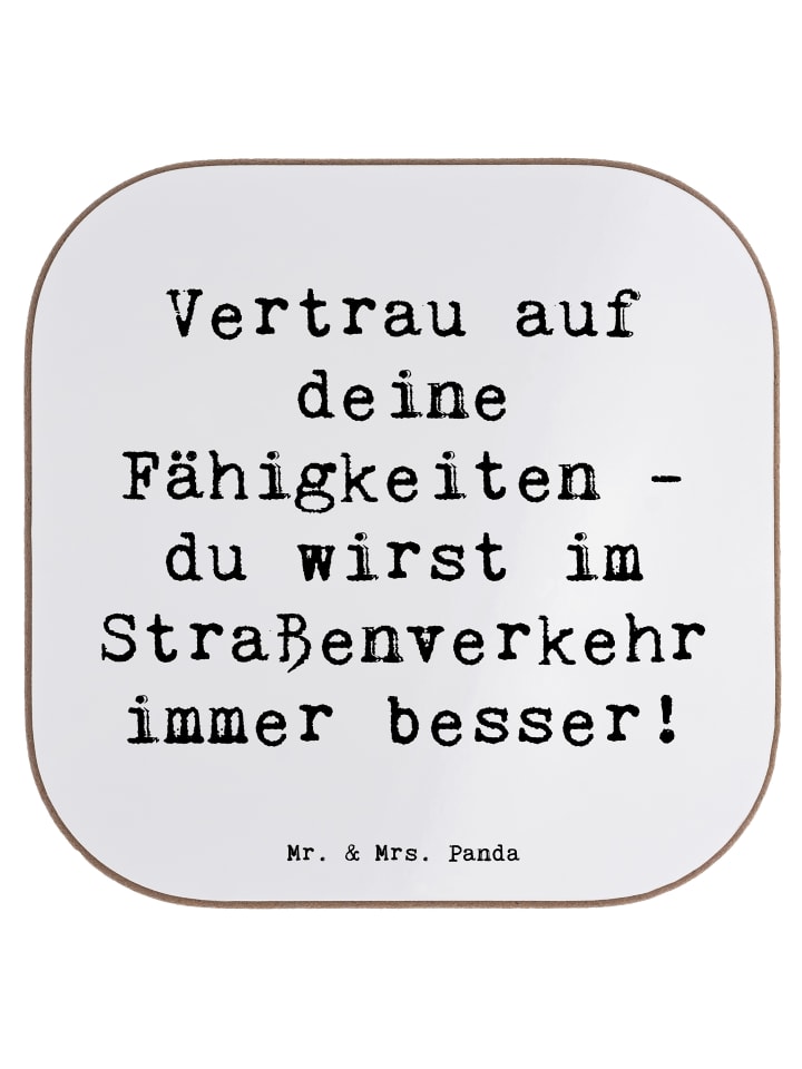 Untersetzer Spruch Erste Erfahrungen im Straßen... in Weiß