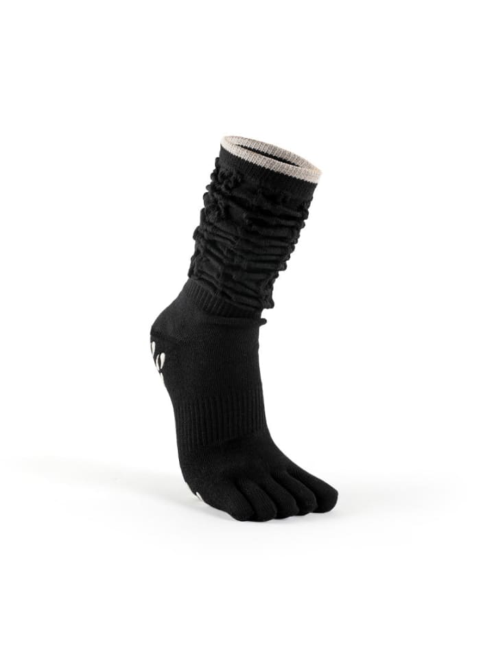 Yoga-/Pilates-Zehen-Socken – Stulpen-Optik – Anti-Rutsch in Schwarz