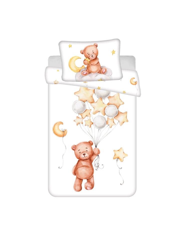 Kinderbettwäsche – Bettbezug 100x135 cm & Kissenbezug 40x60 cm in Weiß