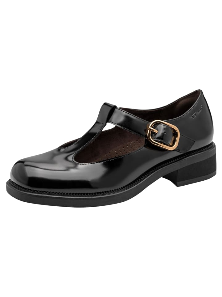 WIDE FIT Slipper in BLACK PAT.