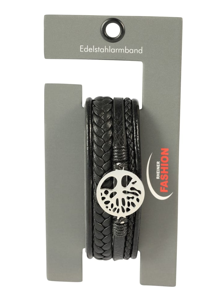 Unisex Anhänger – Lebensbaum Gravuranhänger aus Leder in schwarz