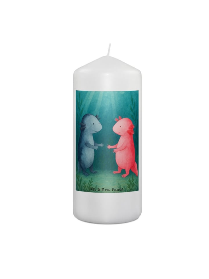 Kerze Axolotl Liebe Design ohne Spruch in Weiß