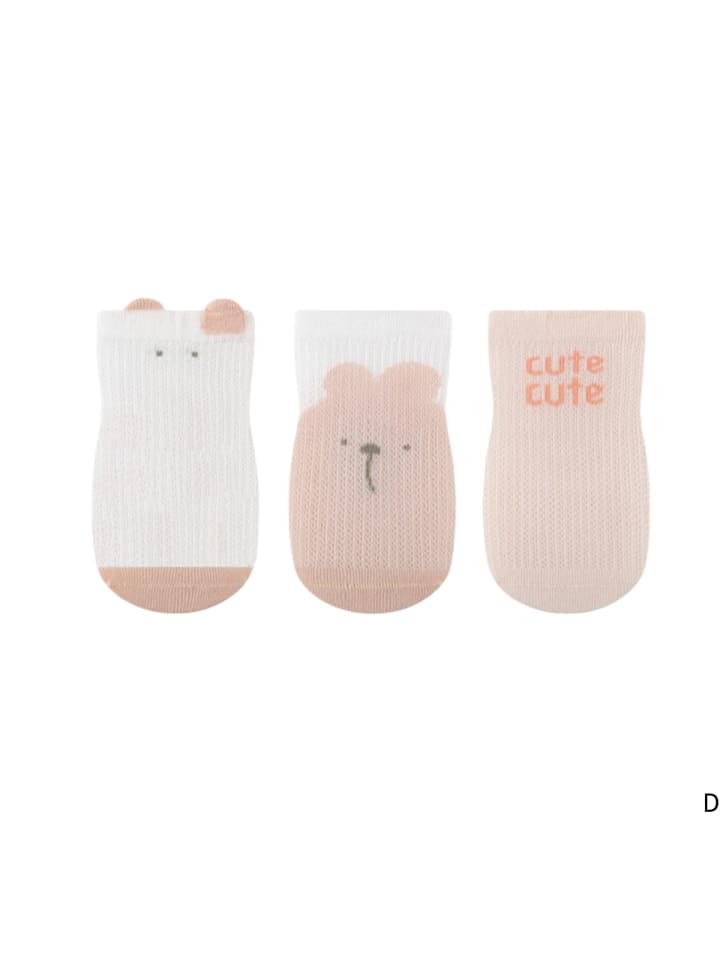 3er-Set 'Häschen' Rutschfeste Baby-Sommersocken/Bodensocken