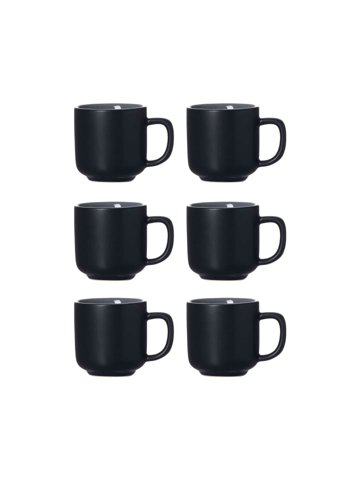 6er Set Espressotassen Jasper in Schwarz 100 ml
