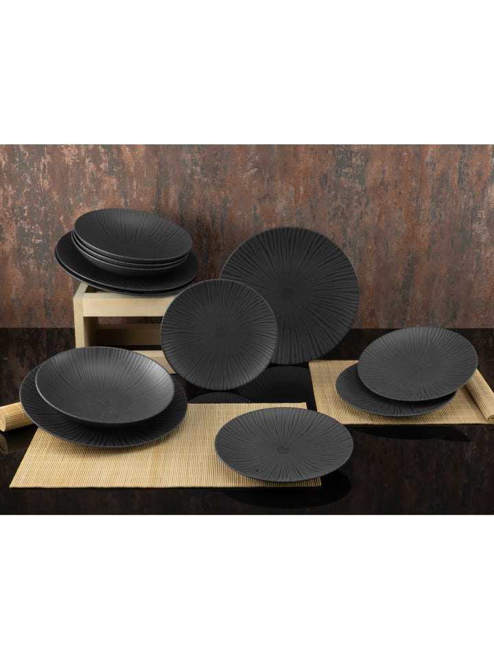 CreaTable 12-tlg, Tafelservice Elements Collection Vesuvio Black in  schwarz/grau günstig kaufen | limango | Becher