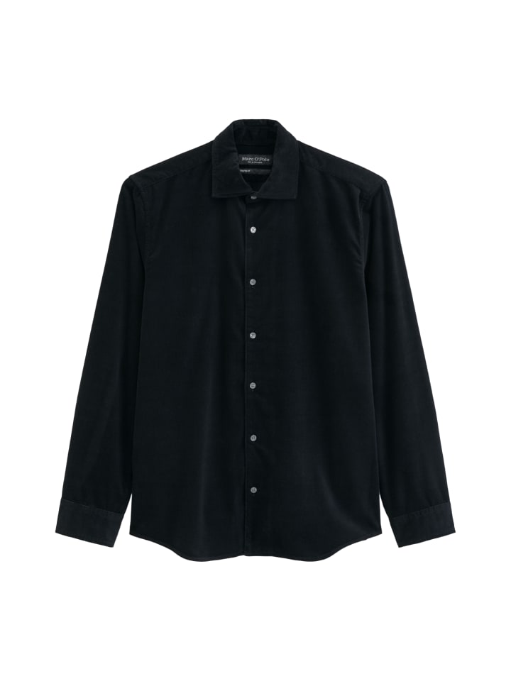 Cord-Hemd shaped in Schwarz