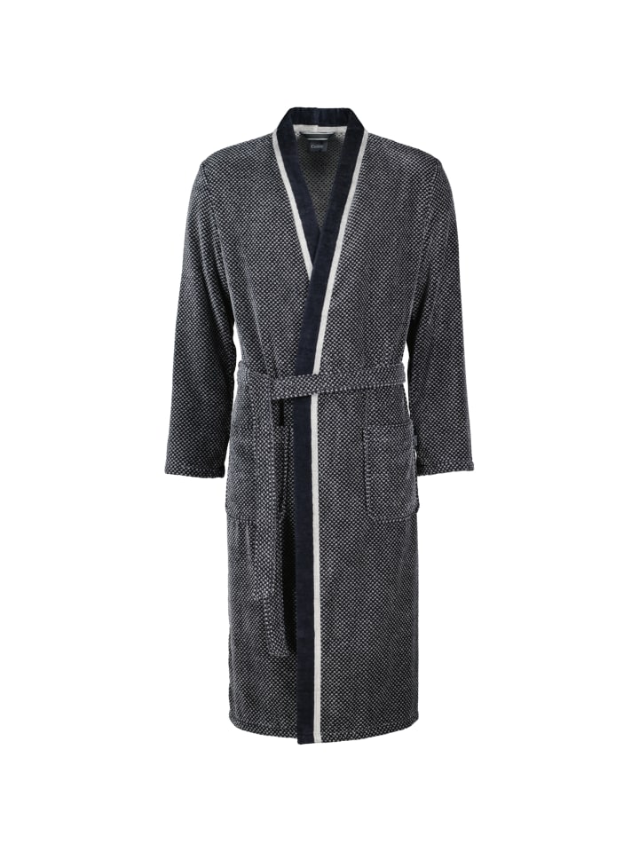 Cawö Bademäntel Herren Kimono 4839 silber-schwarz - 79 in silber-schwarz - 79