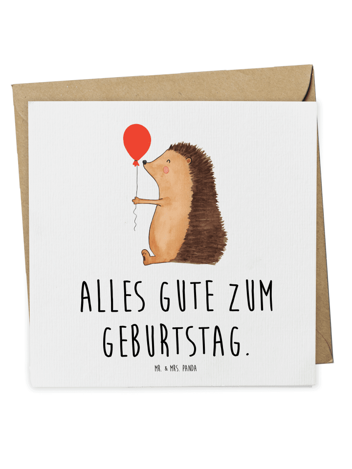 Glückwunschkarte Igel Luftballon mit Spruch in Weiß