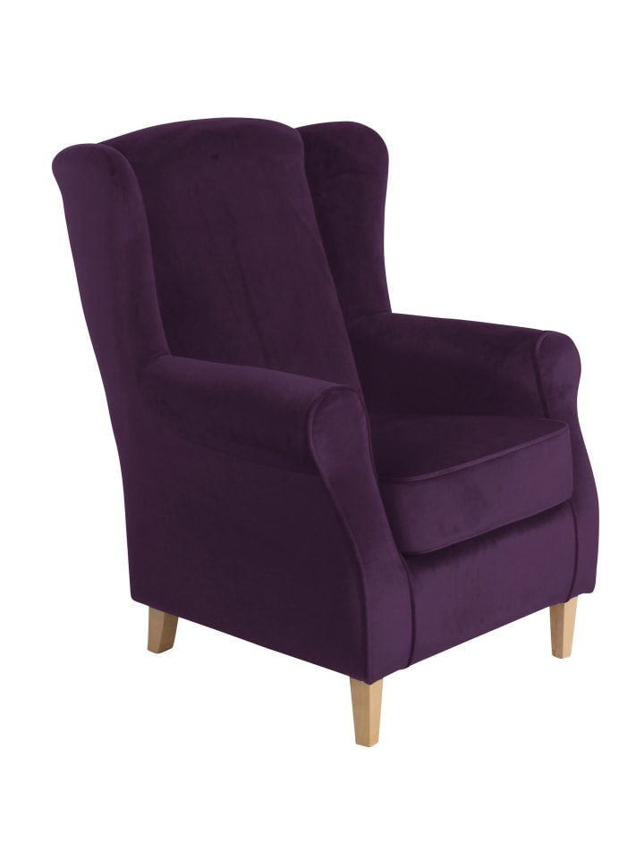 OHRENSESSEL Karlen Bezug Samtvelours Buche natur / purple