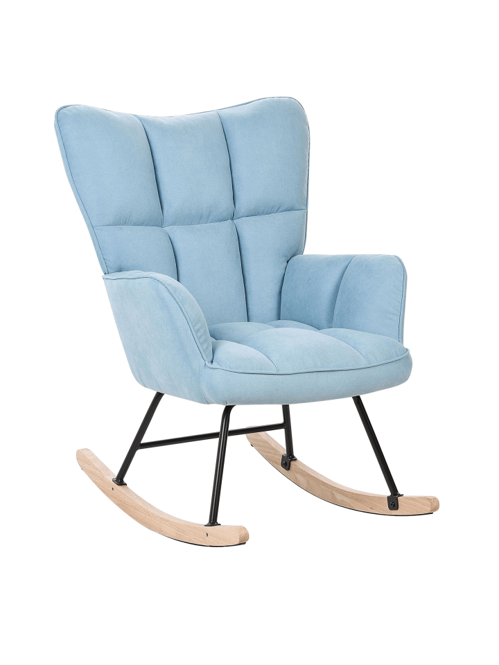 Schaukelsessel OULU in Blau/Schwarz/Braun - (W) 71 x (H) 104 x (L) 83 cm