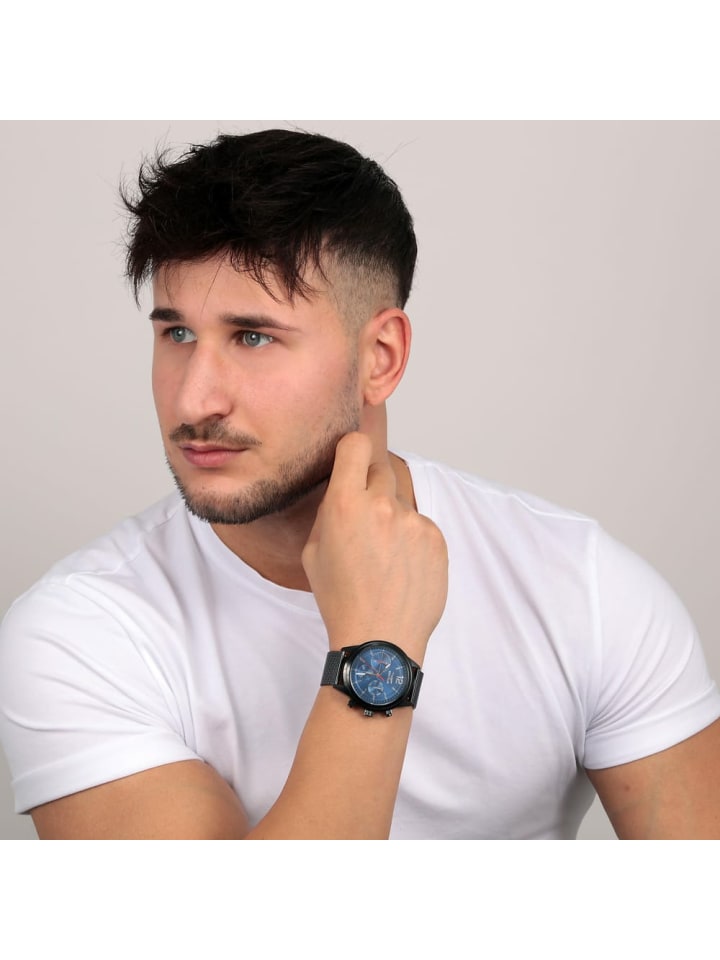 Quarzuhr für Herren in Schwarz