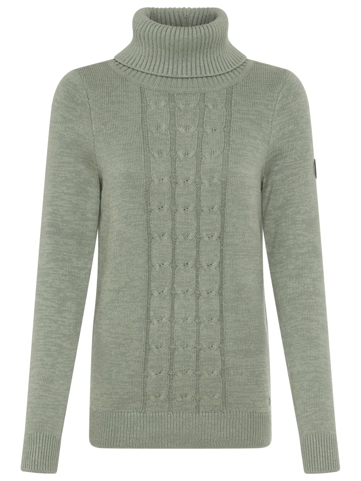 Rollkragenpullover in grün melange