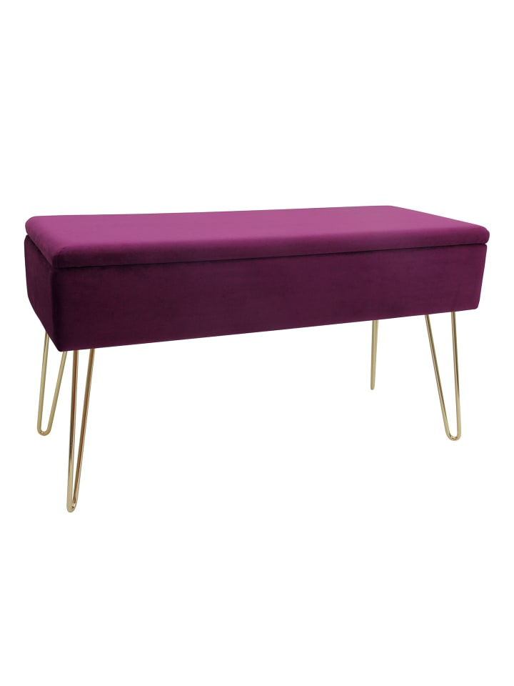 Sitzbank/Truhe mit Samtbezug "Scarlett" in Beere