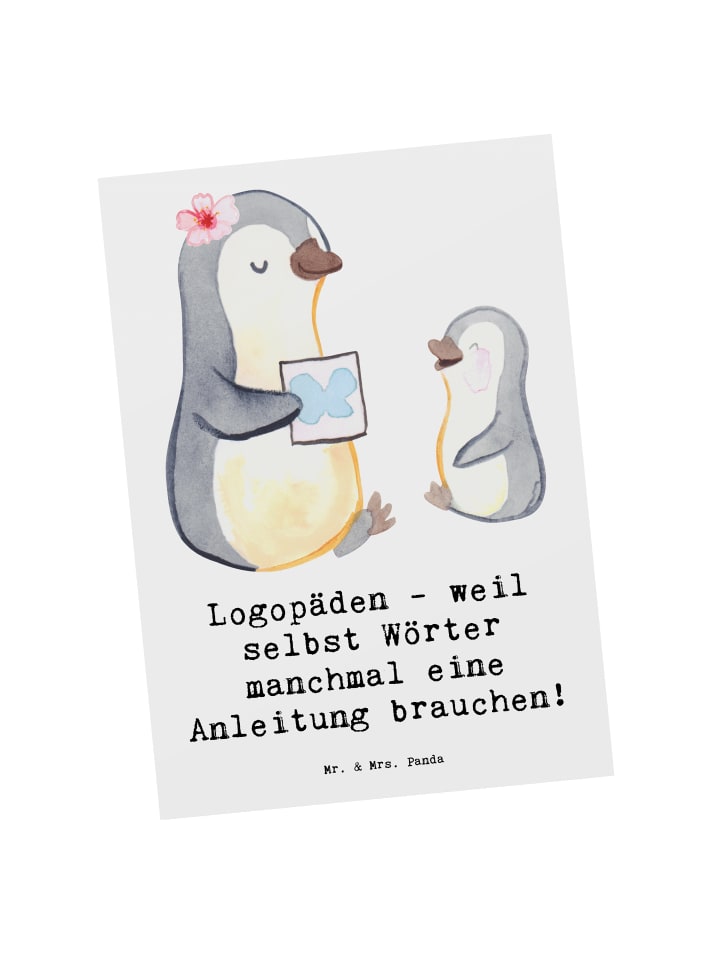 Postkarte Logopädin Helden mit Spruch in Weiß