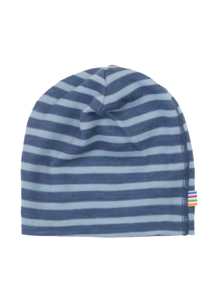 Beanie Merinowolle Doppellagige Mütze in dark blue