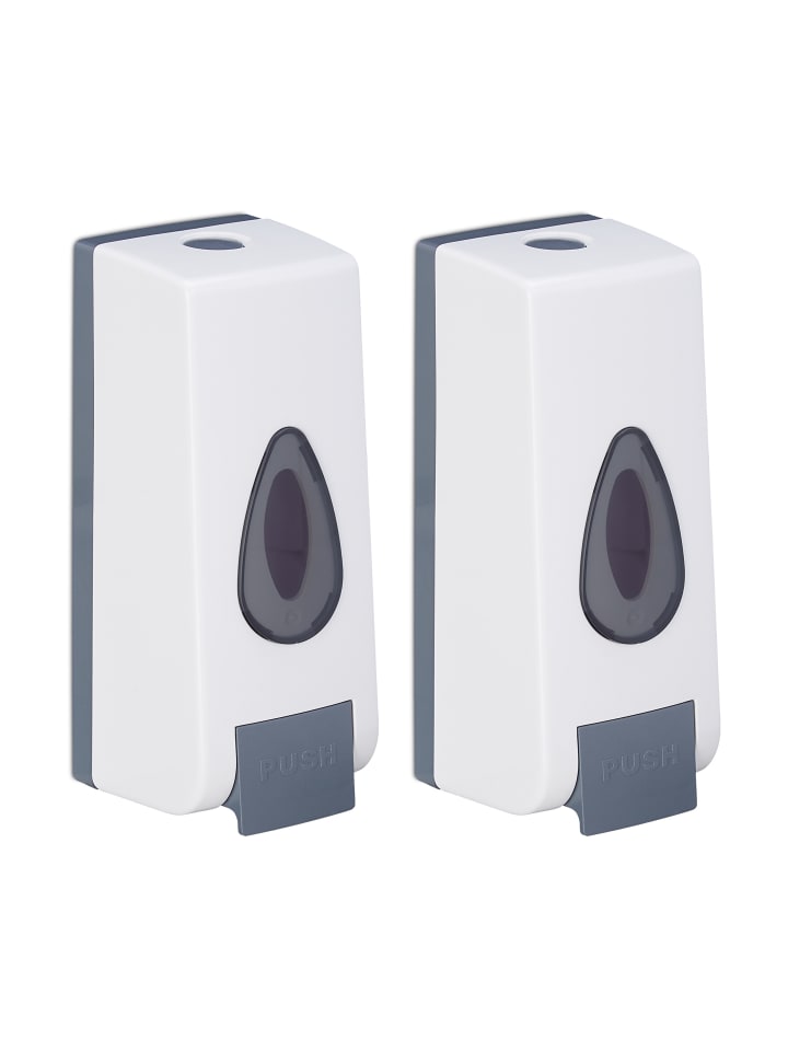 2 x Wandseifenspender in Weiß/ Grau - 350 ml