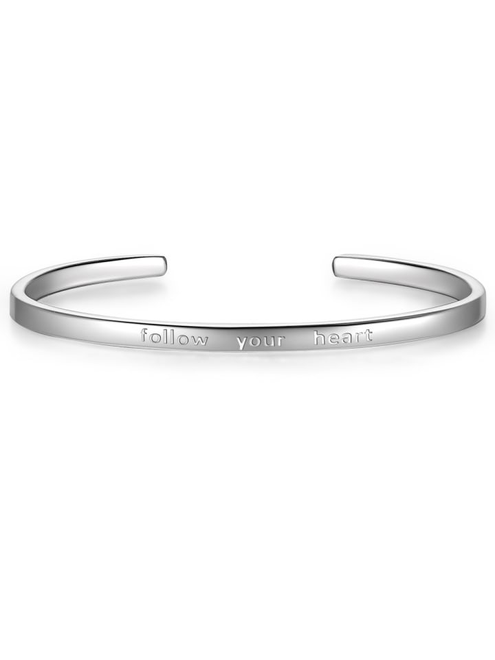 Armreif follow your heart aus Sterling Silber in silber