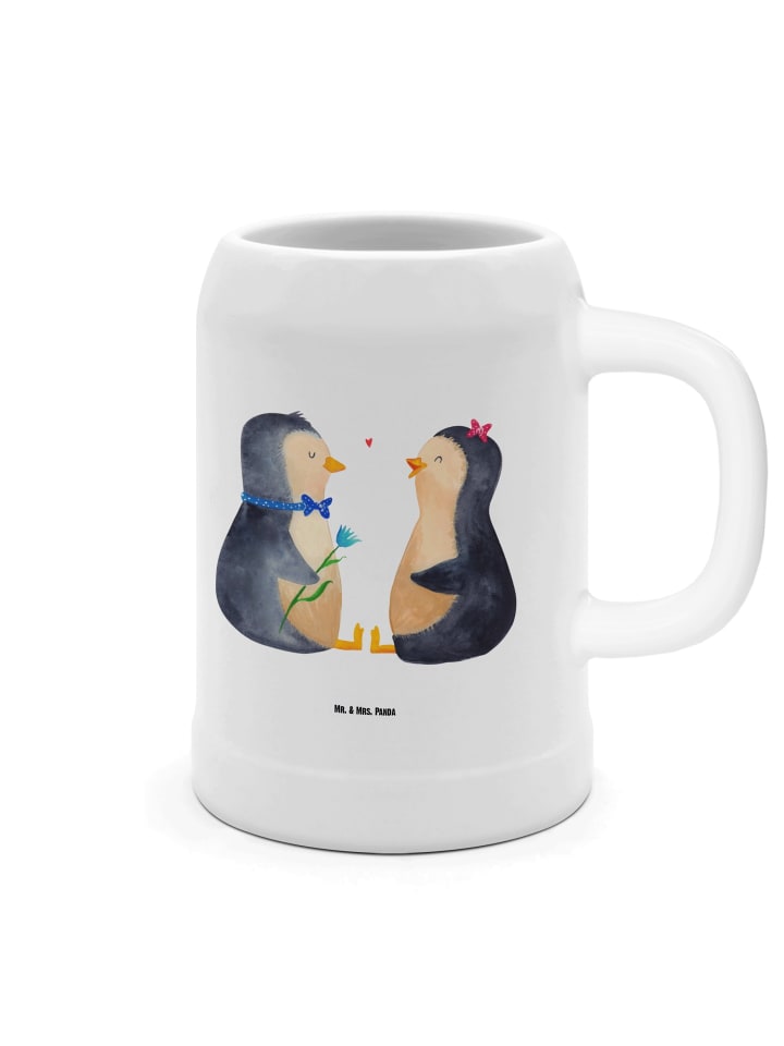 Bierseidel Pinguin Pärchen ohne Spruch in Weiß