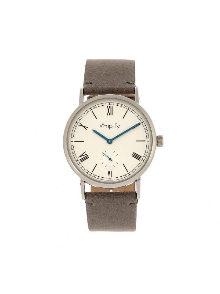 Die 5100 Lederarmbanduhr in Charcoal/White