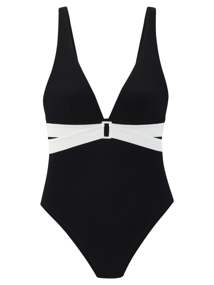 Badeanzug in schwarz-creme