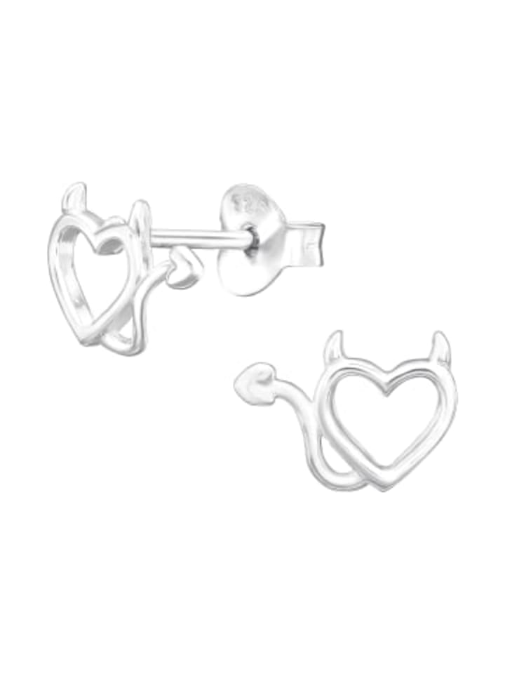 Ohrstecker TEUFLISCHES HERZ in 925 Sterling Silber, 2-tlg.