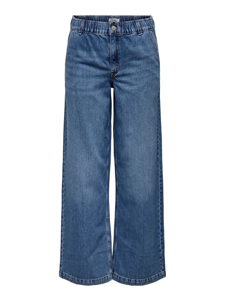 Jeans mit weitem Bein in Medium Blue Denim