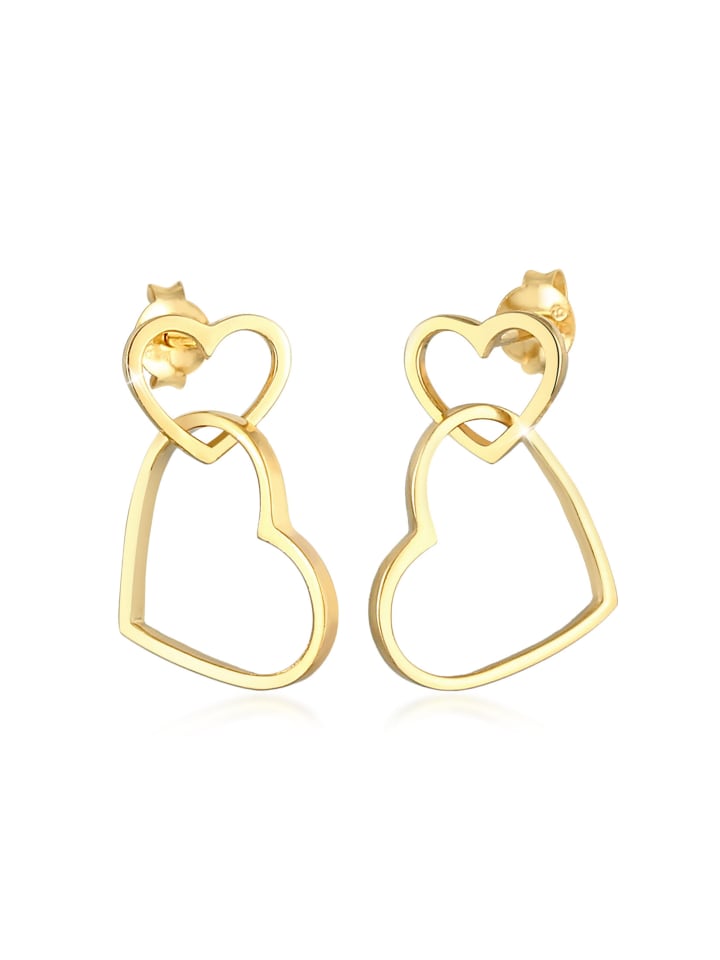 Ohrringe 925 Sterling Silber Herz in Gold