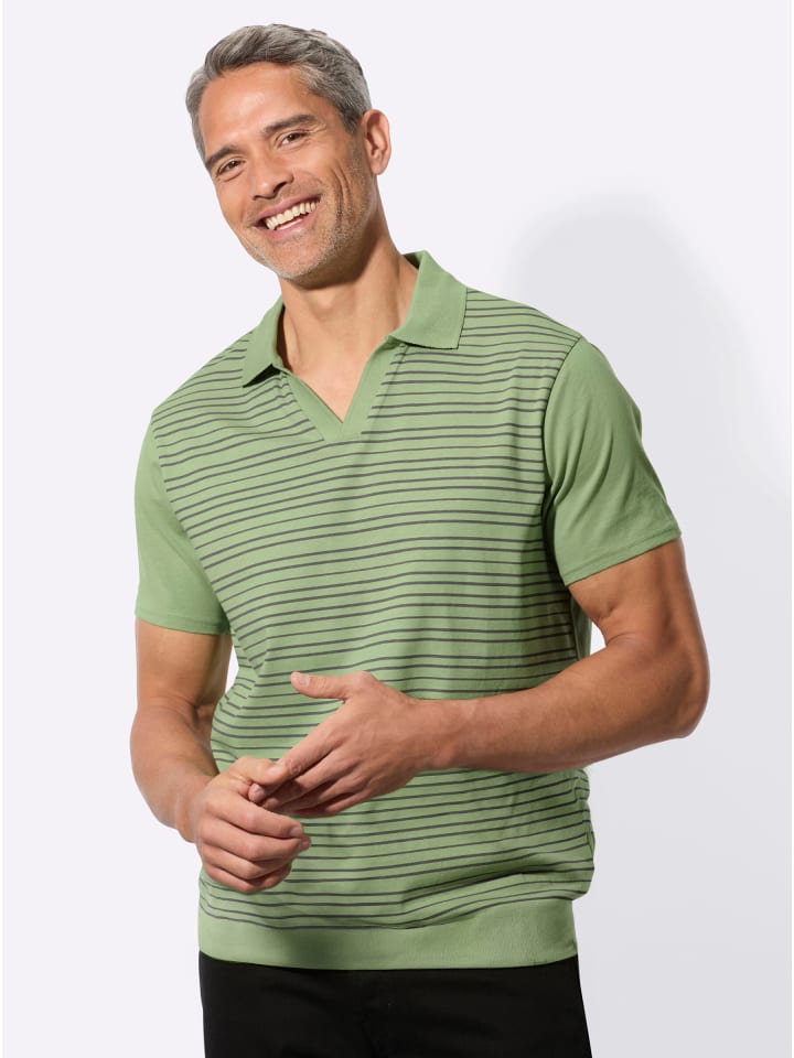 Kurzarm-Poloshirt in eucalyptus-anthrazit