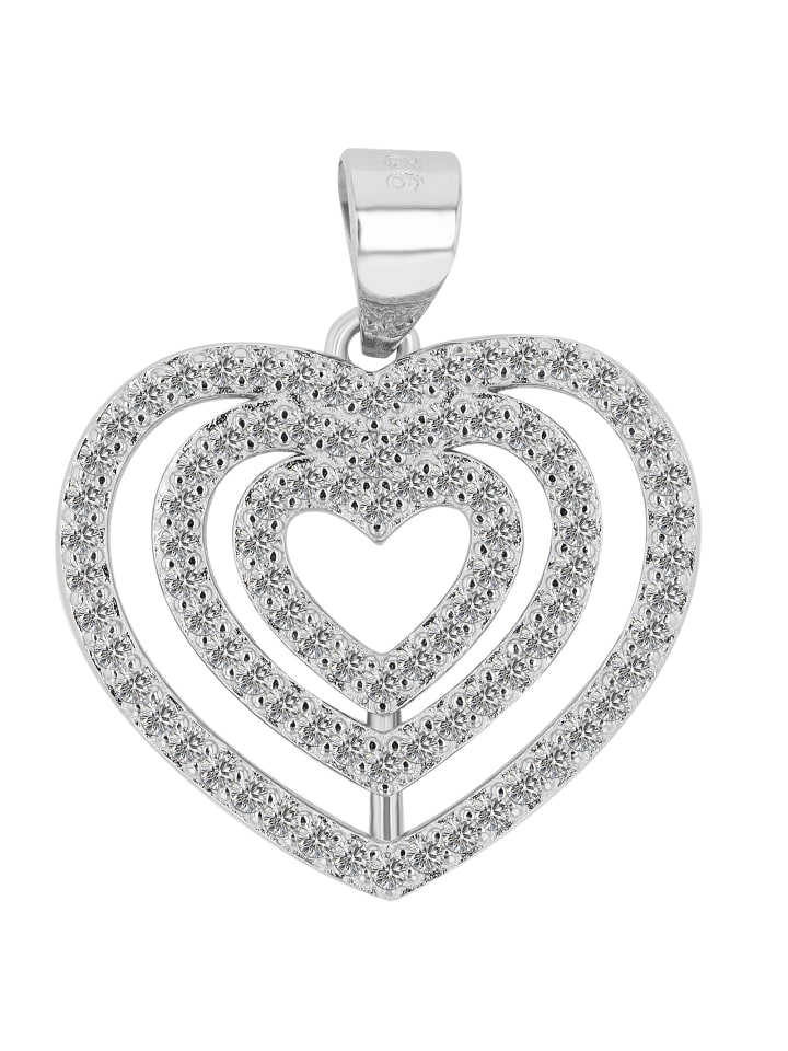 Damen Anhänger Herz aus 925 Silber mit Zirkonia in silber