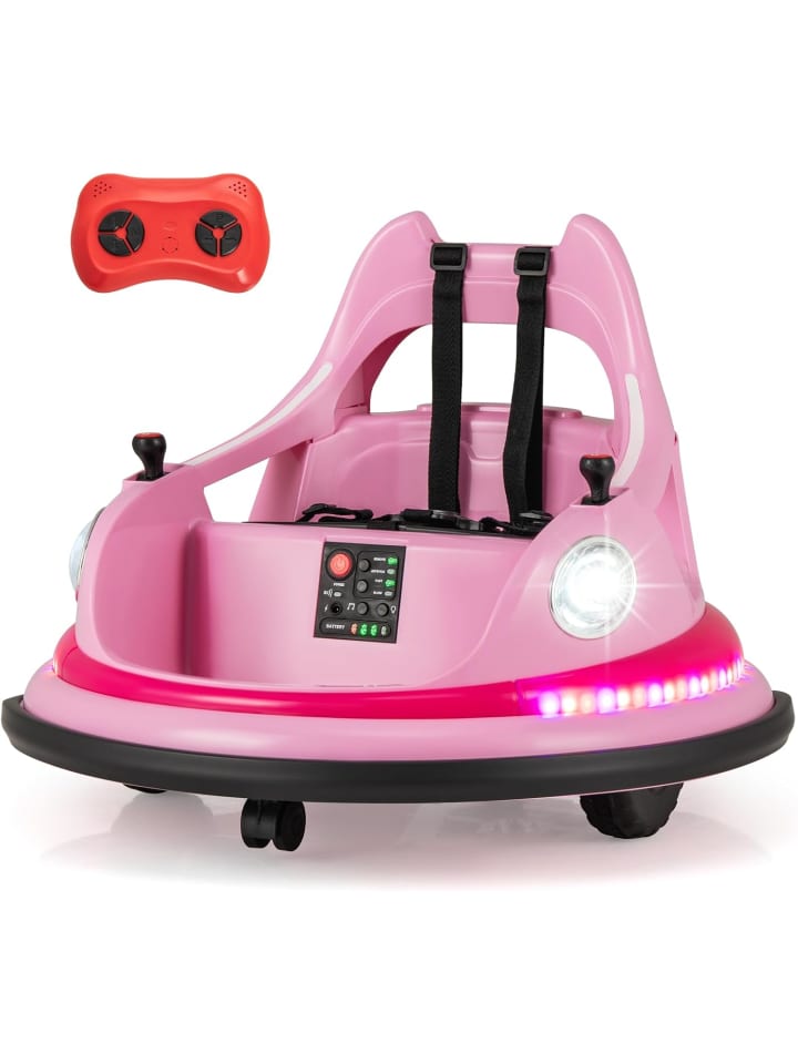 12 V Kinder Elektro Autoscooter drehbar 2 in 1 in Rosa