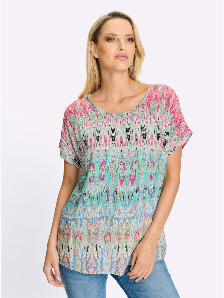 Druckbluse in rosé-schilf-bedruckt