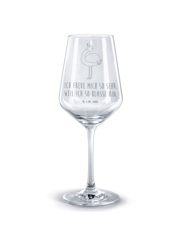 Glas für Rotwein Flamingo Stolz mit Spruch in Transparent