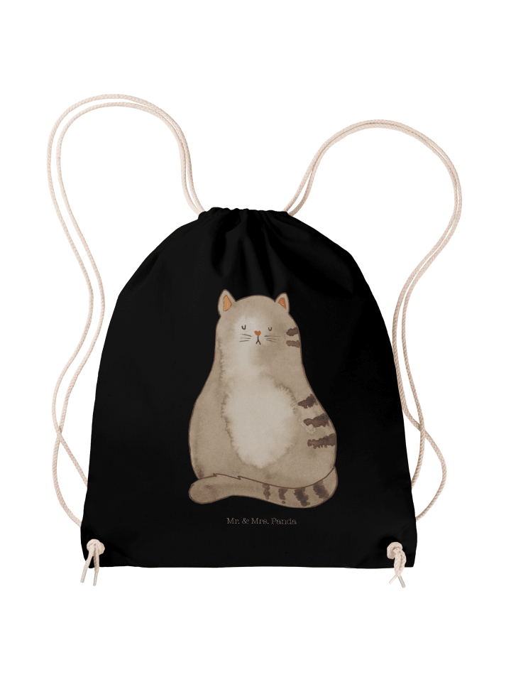 Jutebeutel Katze Sitzen ohne Spruch in Schwarz