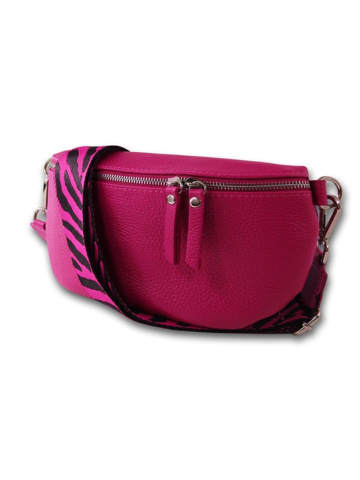 Leder Gürteltasche Toscanto Tasche pink, mehrfarbig ca. 25cm