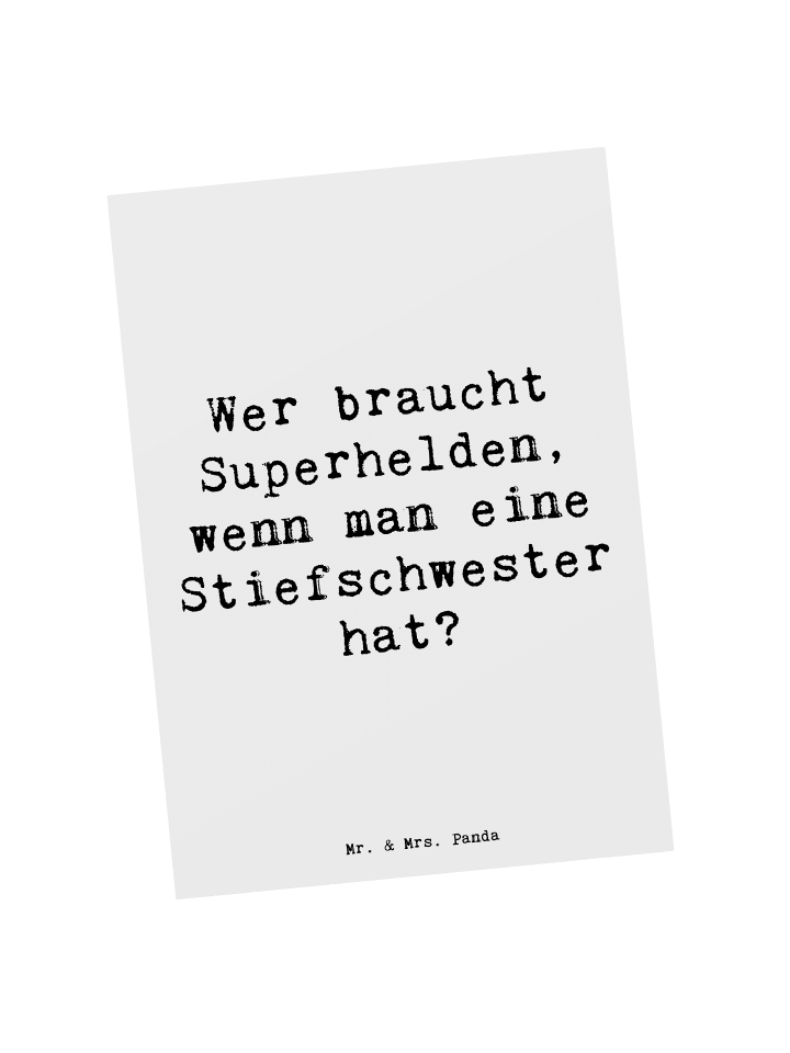 Postkarte Stiefschwester Heldin mit Spruch in Weiß