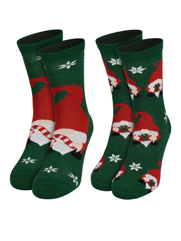 2er Pack Wichtel Winter Socken Weihnachtssocken Sneaker Söckchen in grün