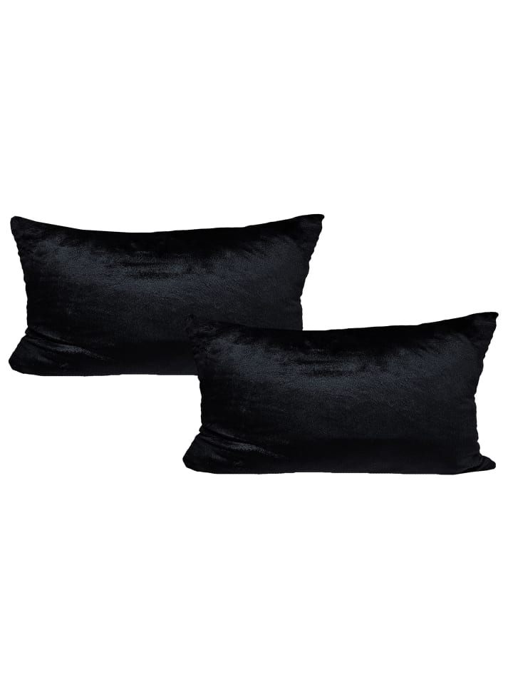 2er Set Teddy Flausch Kissen 30x50 in Schwarz