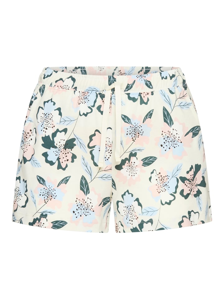 Pyjamashorts in blau-rosa geblümt